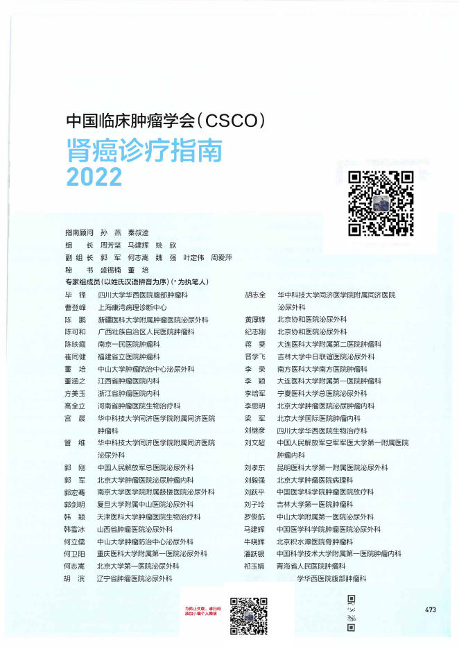 15-肾癌诊疗指南CSCO2022