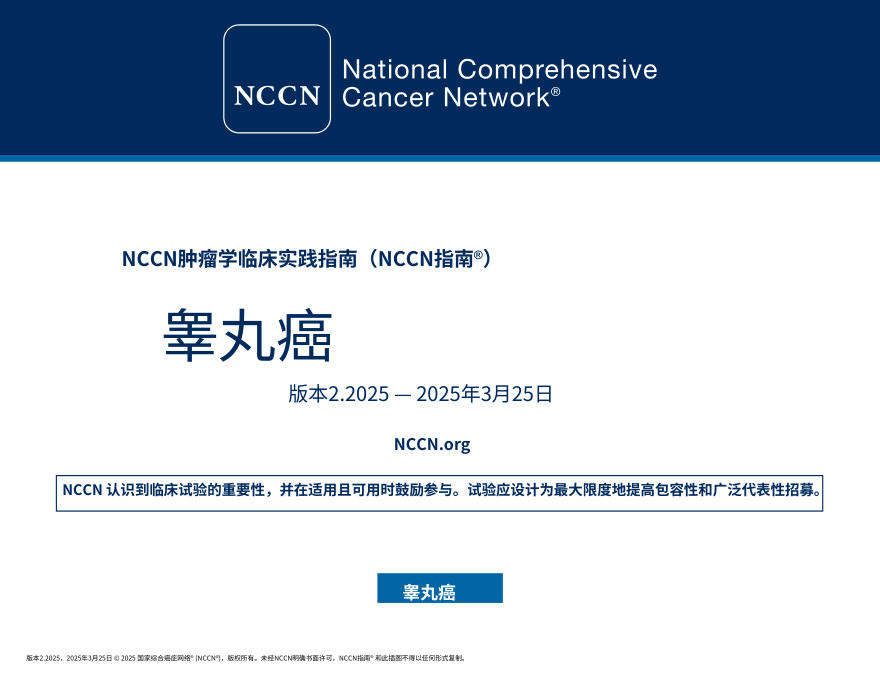 (2025.V2)NCCNl临床实践指南:睾丸癌中文