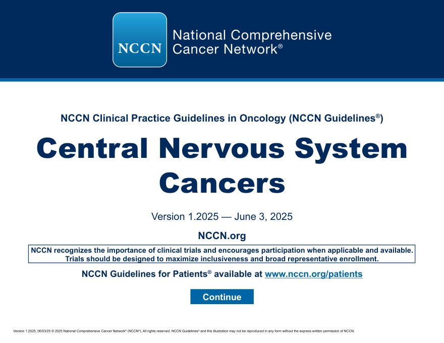 (2025.V1)NCCN临床实践指南:中枢神经系统癌症