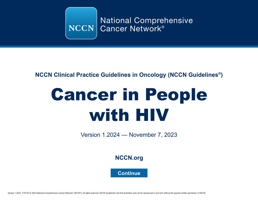 (2024.V1)NCCN临床实践指南:HIV感染者癌症