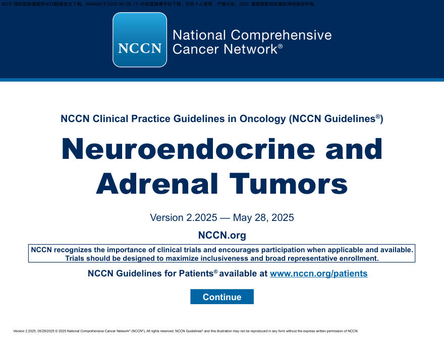 (2025.V2)NCCN临床实践指南:神经内分泌肿瘤和肾上腺瘤