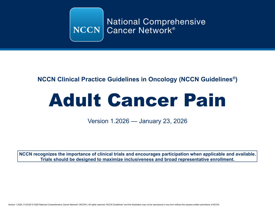 (2026.V1)NCCN临 床实践指南:成人癌痛