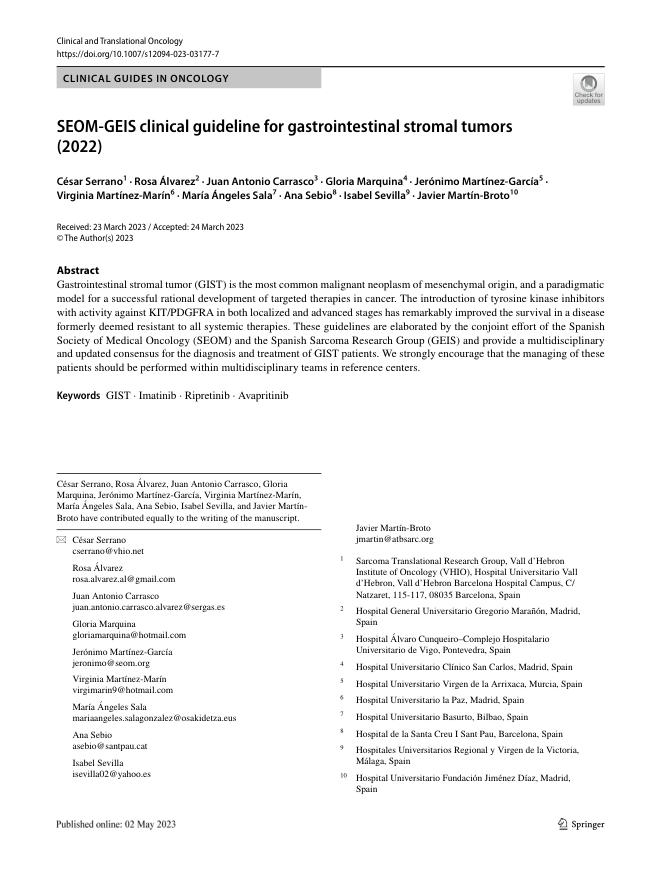 SEOM-GEIS 胃肠道间质瘤临床指南