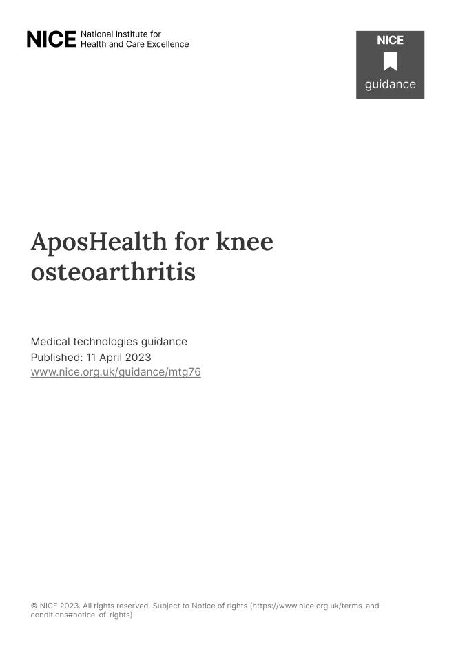 2023 NICE 医疗技术指南：AposHealth 治疗膝骨关节炎 [MTG76]