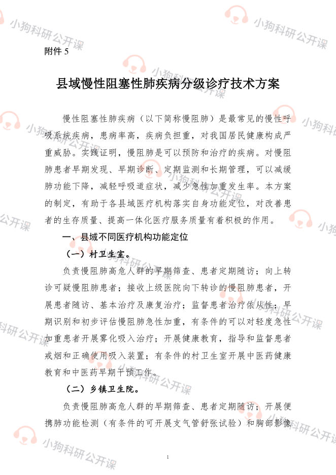 县域慢性阻塞性肺疾病分级诊疗技术方案(2022)