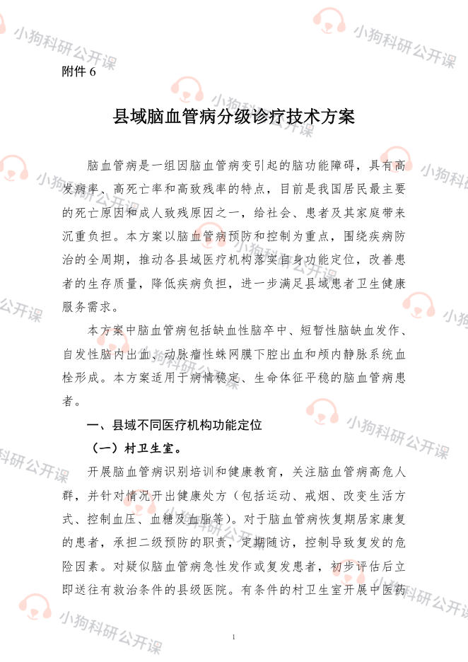 县域脑血管病分级诊疗技术方案(2022)