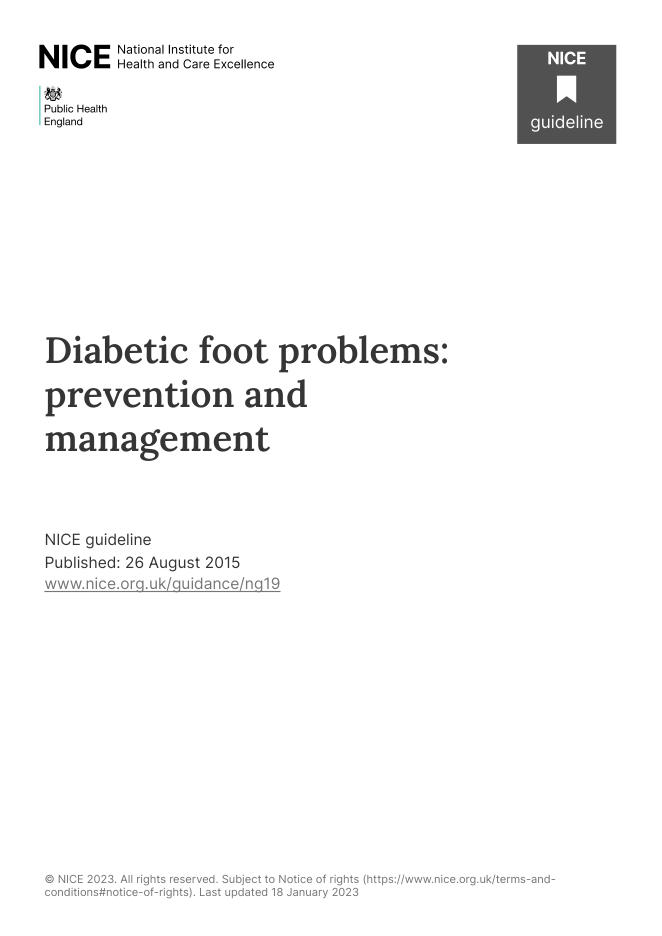 2023更新—2015 NICE指南:糖尿病足问题的预防和管理(NG.19)