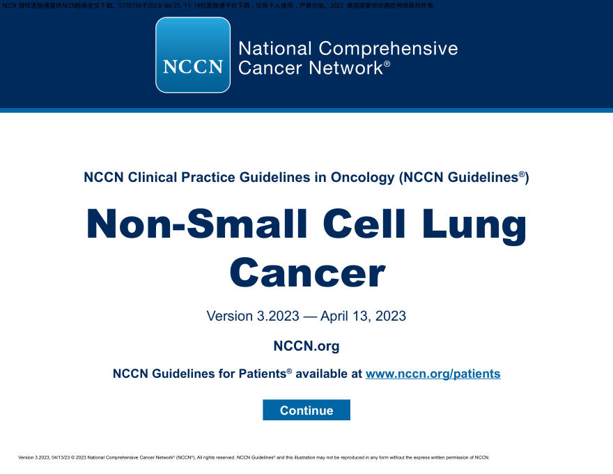 (2023.V3)NCCN临床实践指南:非小细胞肺癌