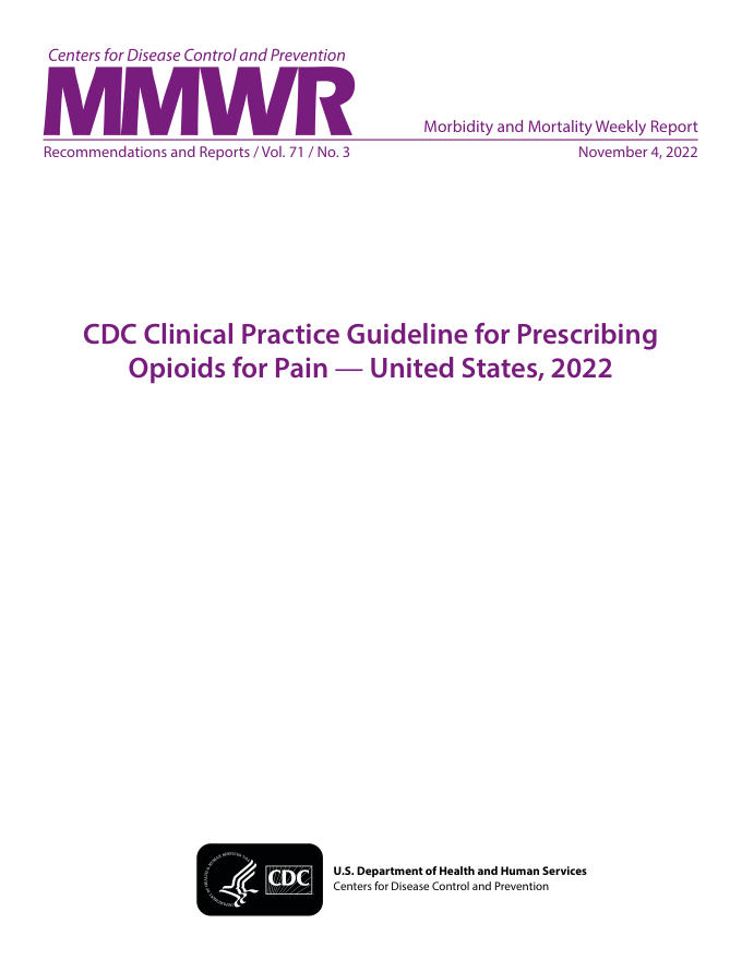 2022 CDC临床实践指南:处方阿片类药物治疗疼痛