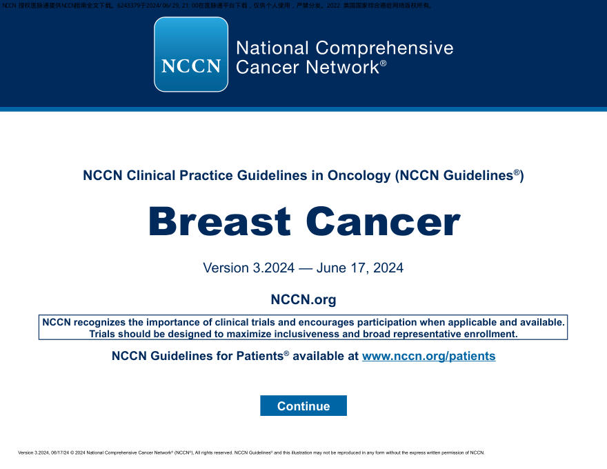 (2024.V3)NCCN临床实践指南:乳腺癌
