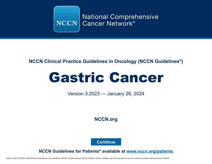 (2023.V3)NCCN 临床实践指南:胃癌