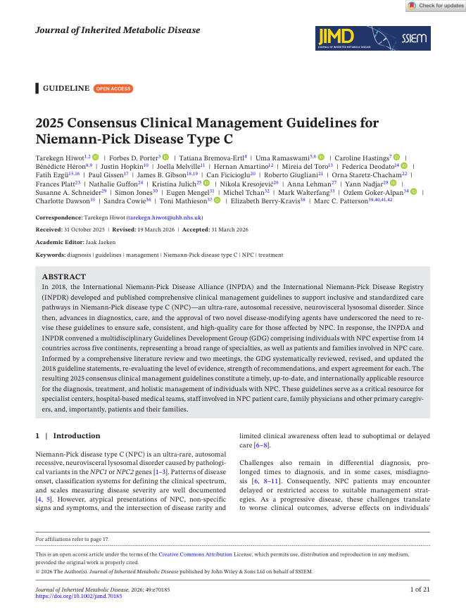 2025 共识指南:尼曼匹克病C型的临床管理