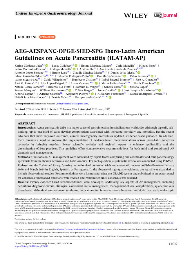 2026 AEG/AESPANC/OPGE/SIED/SPG指南:急性胰腺炎