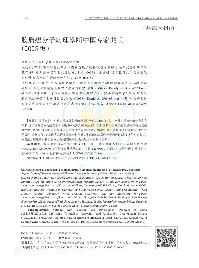胶质瘤分子病理诊断中国专家共识(2025版)(3)