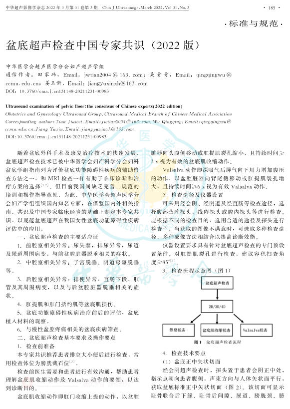 2022年盆底超声检查中国专家共识