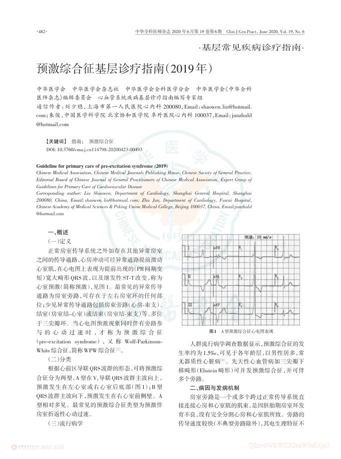 2020年预激综合征基层诊疗指南(2019年)