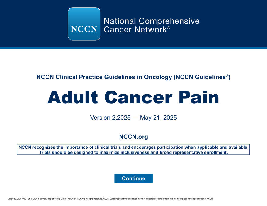 (2025.V2)NCCNl临床实践指南:成人癌痛
