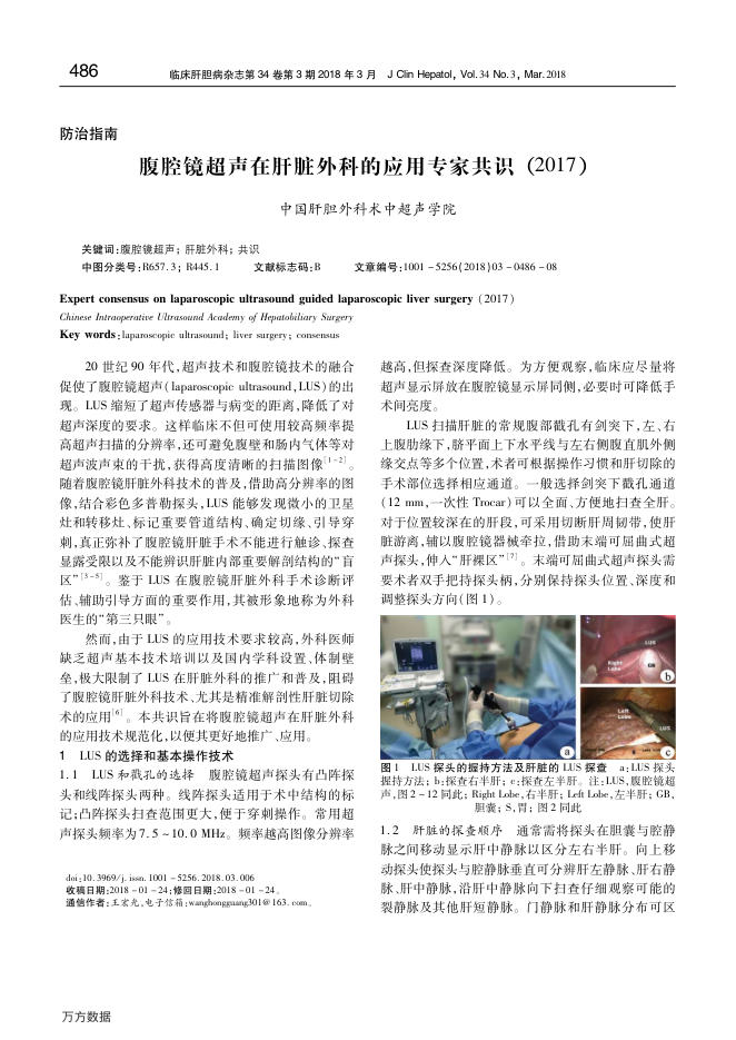 腹腔镜超声在肝脏外科的应用专家共识(2017)